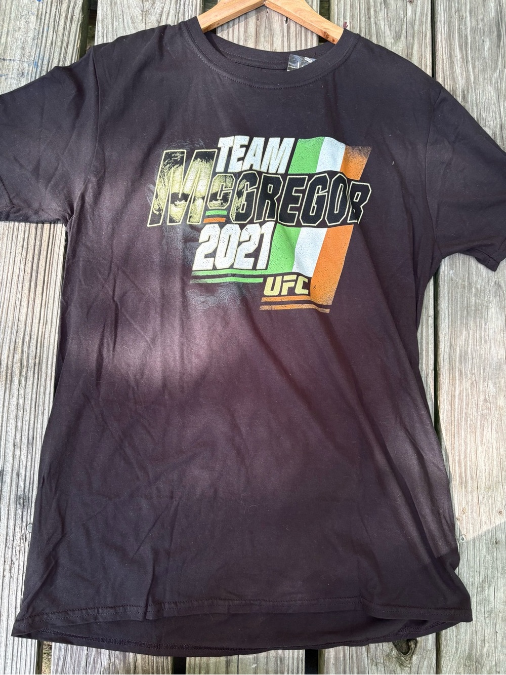UFC Black 'Team McGregor 2021' Graphic Tee with Green, White & Orange NWT